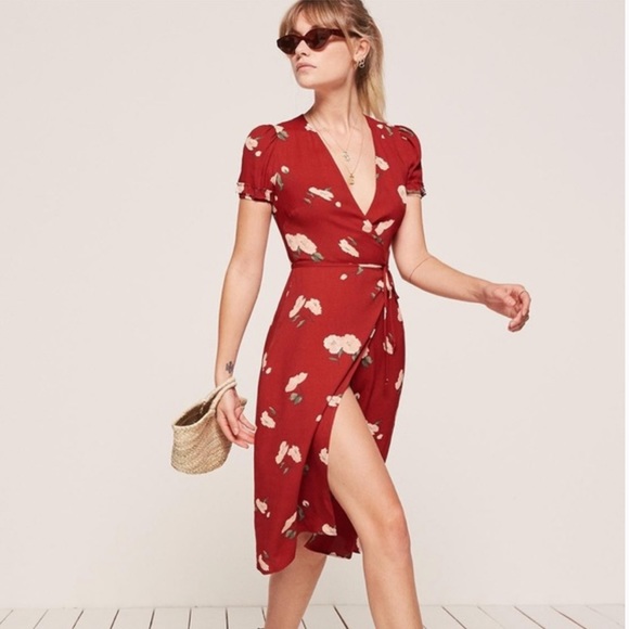 Reformation Dresses & Skirts - Reformation Red Floral Wrap Dress